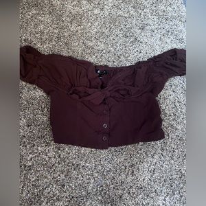 KENDALL AND KYLIE XS BROWN TIE FRONT TOP MISSING A BREAST WIRE